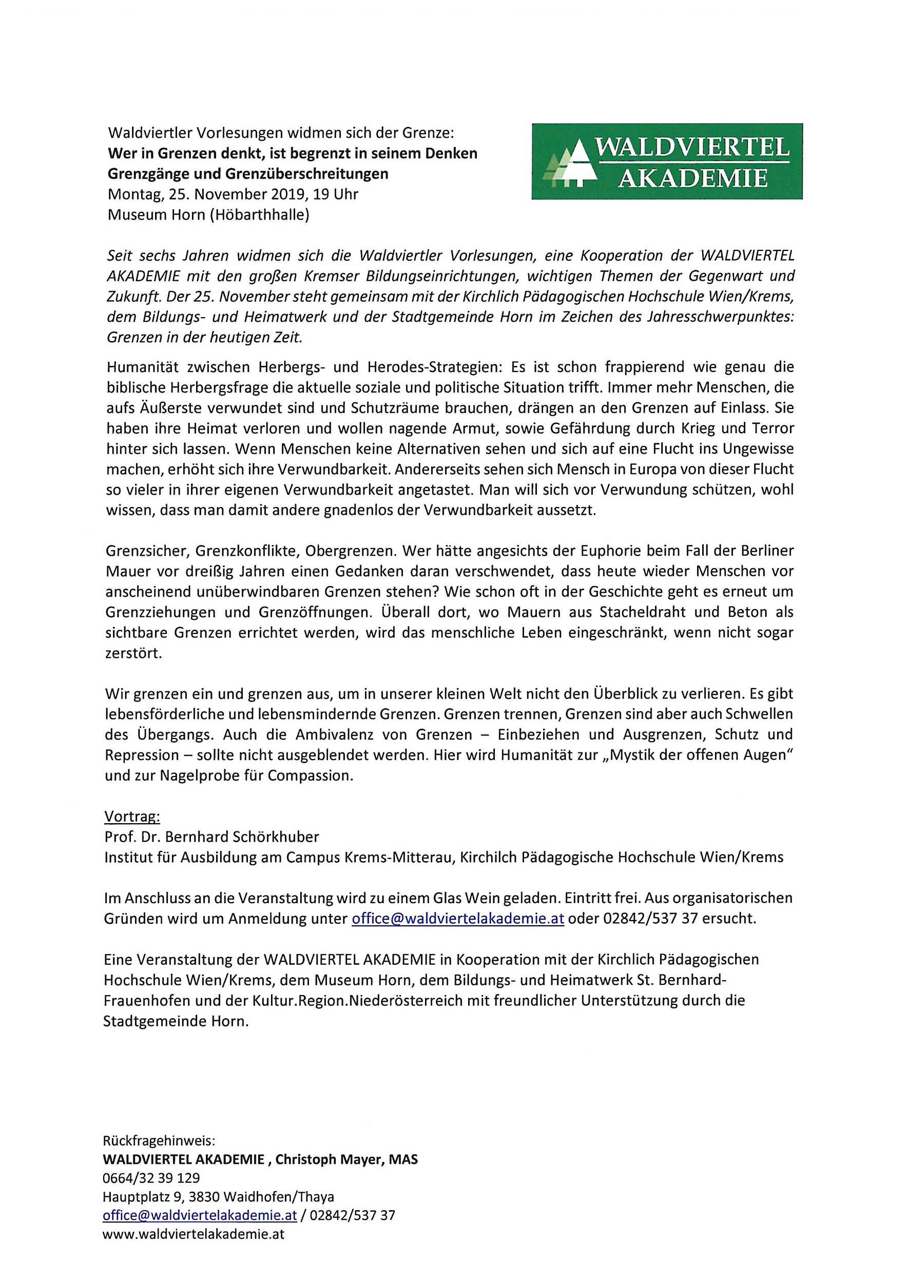 Vortrag Waldviertel Akademie